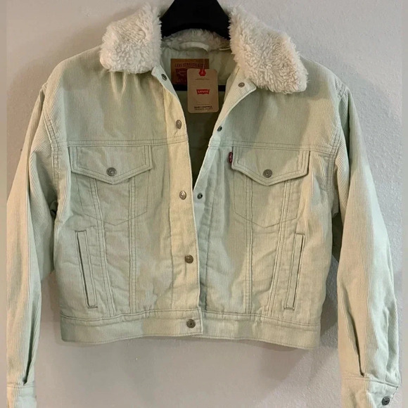 Levi Strauss Light Green Baby Cropped Trucker Jacket - Picture 1 of 7